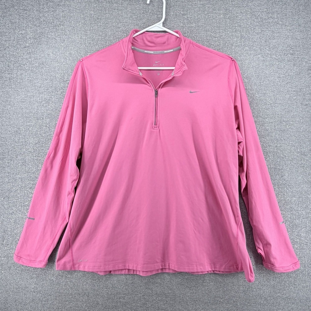 Nike Element Dri-Fit 1/4 Zip Pullover Women Size 3X Pink Long Sleeve Activewear